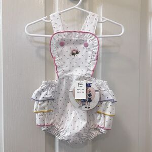 Vintage Stone Apparel Pastel Rose Bud Sunsuit Romper Girls Size 9 Months w/TAGS